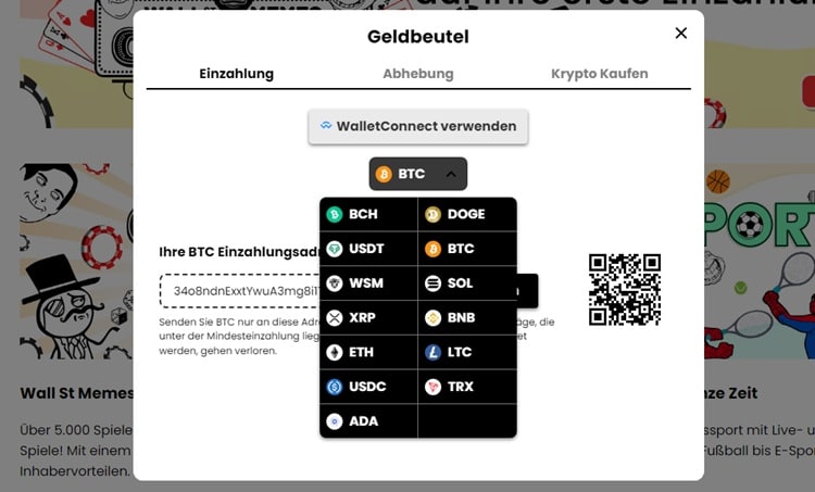 Ein- und Auszahlungen im Ripple Casino