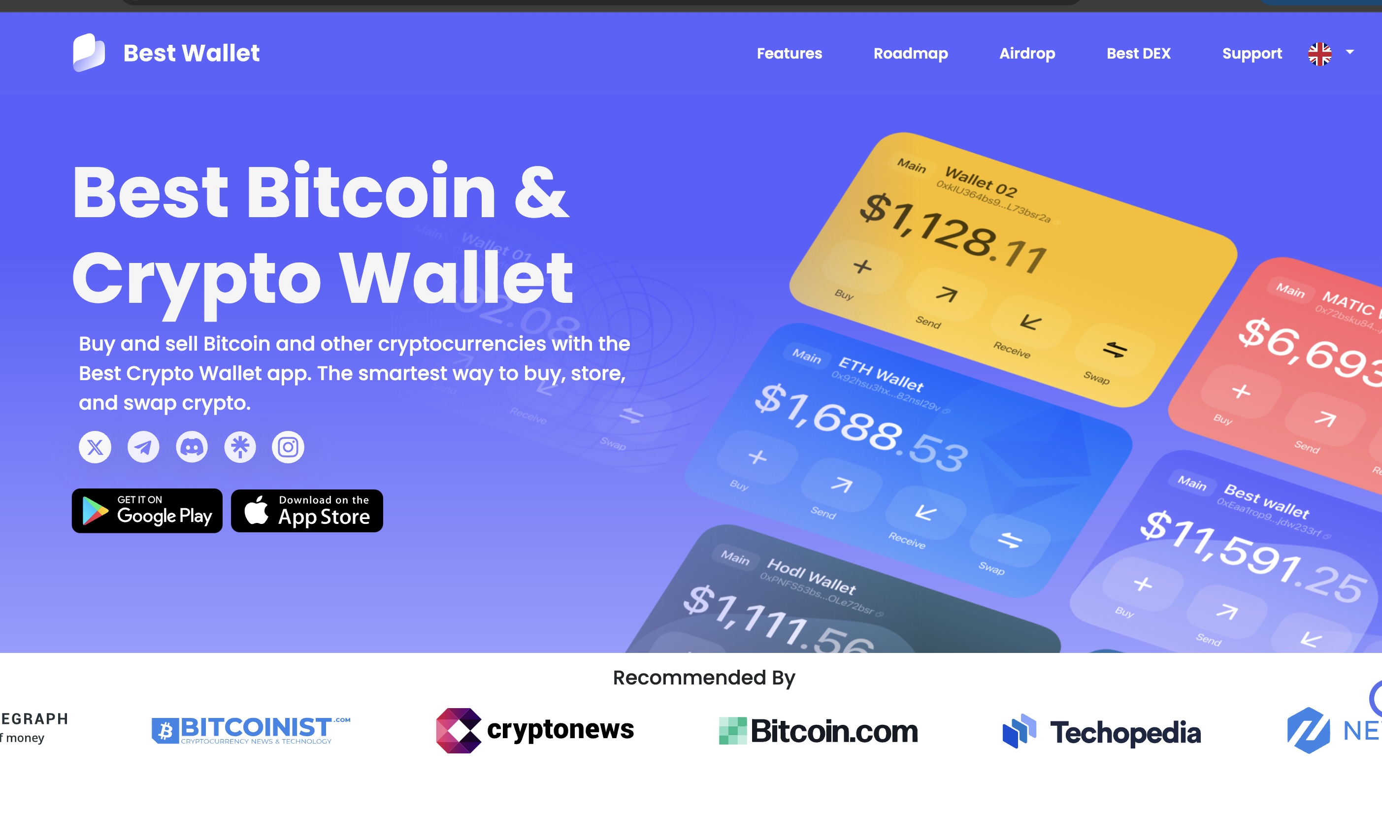 Best Wallet Homepage Screenshot