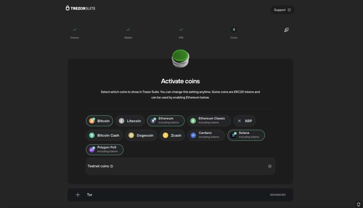 Trezor Coin Support