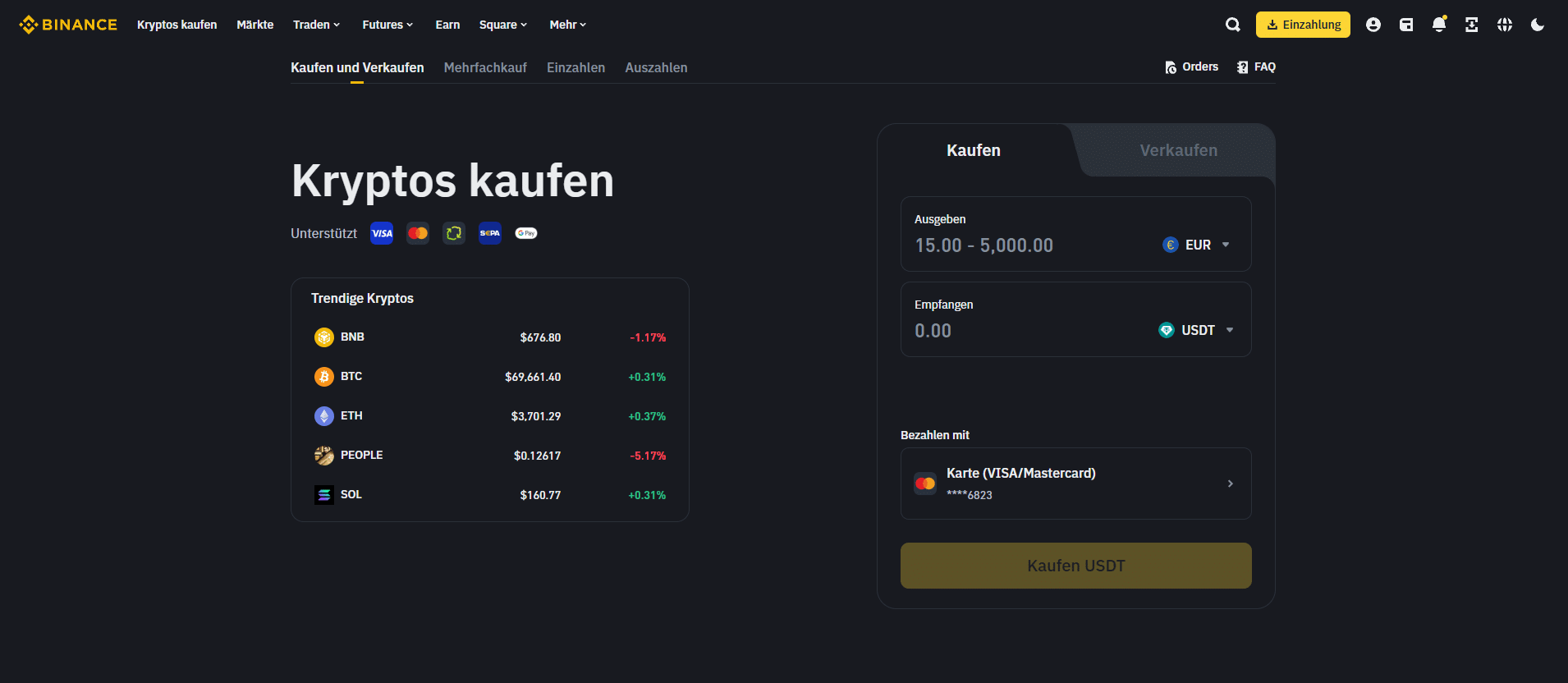 binance kryptos kaufen