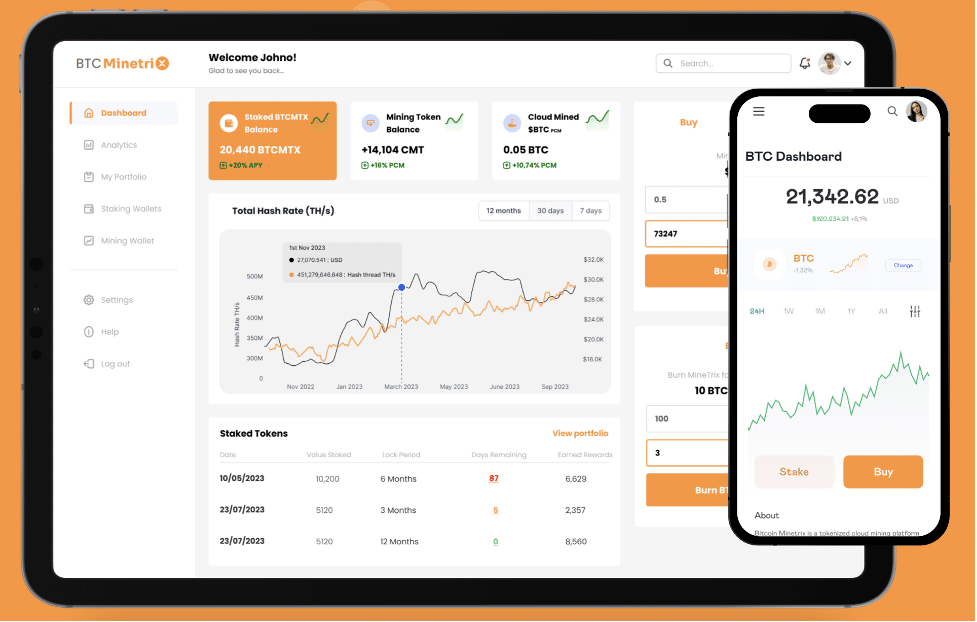 Bitcoin Minetrix dashboard