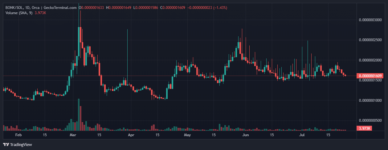 BONK Meme Coin Price Chart