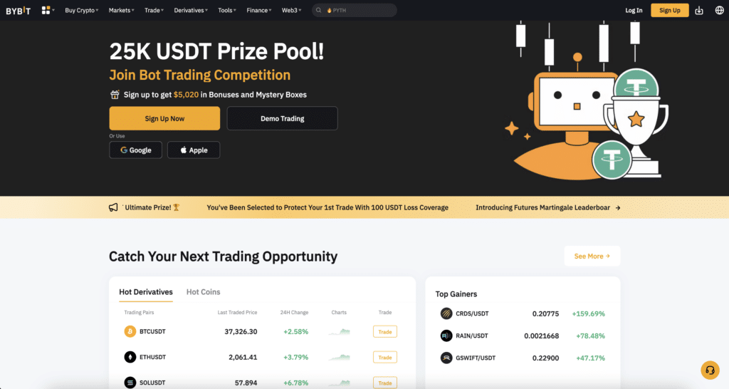 Bybit homepage screenshot
