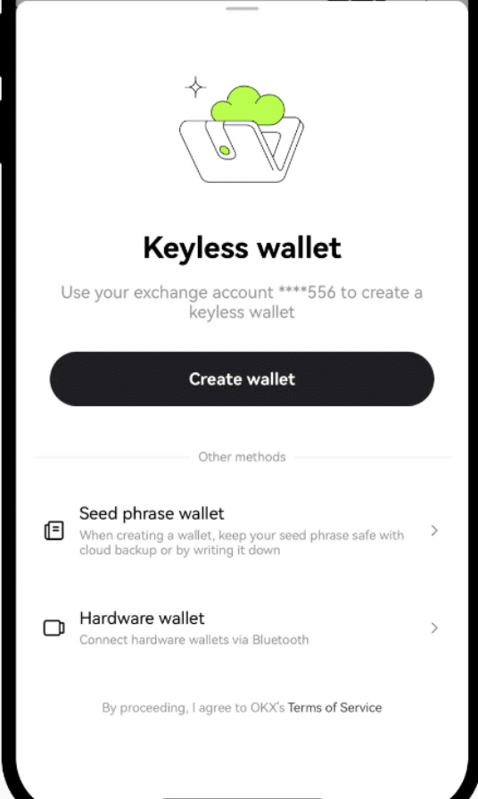 Creating a Keyless Wallet on OKX Wallet App