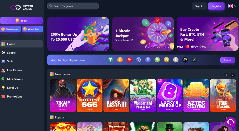 Crypto-Games.io Homepage