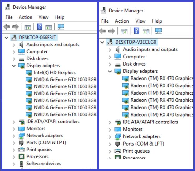 GPUs in Device Manager