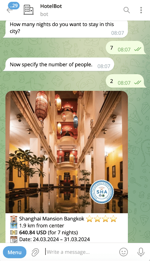 HotelBot Telegram