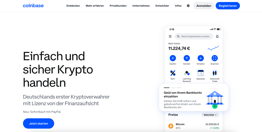 Krypto Boerse coinbase