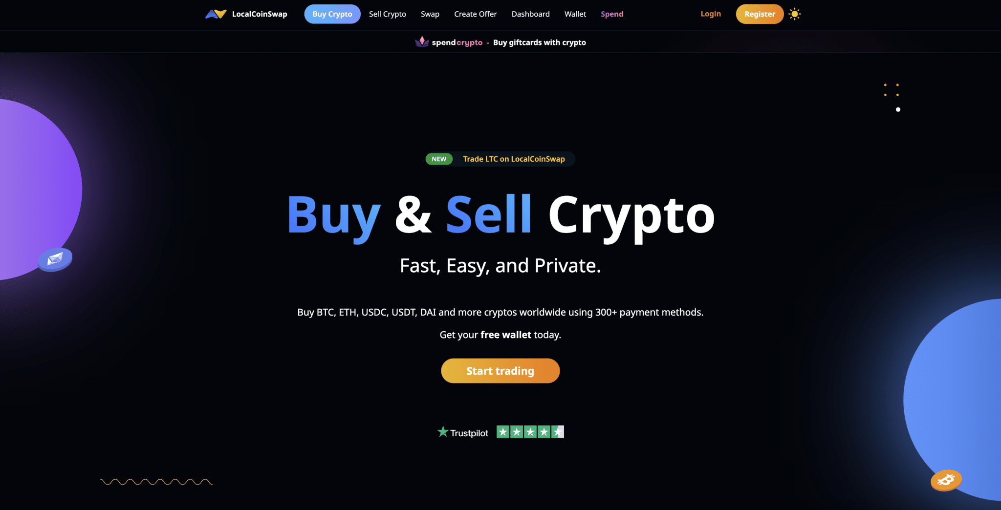 LocalCoinSwap homepage screenshot