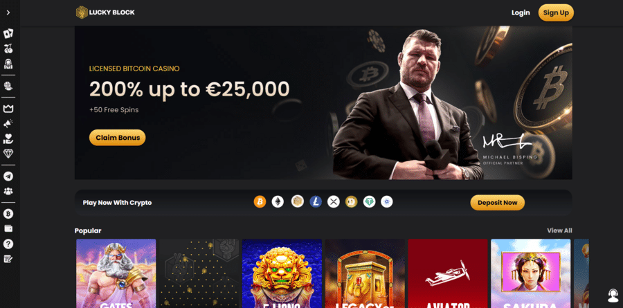 Lucky Block Casino is a centralized crypto casino that offers some of the best Bitcoin casino bonuses for new and existing players