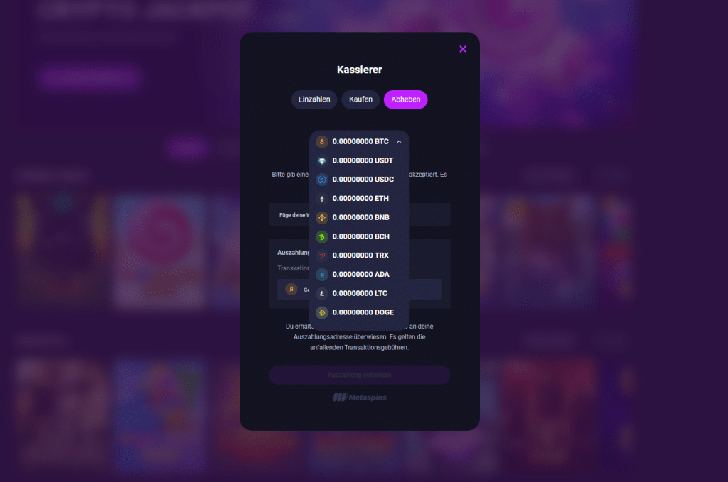 metaspins krypto auszahlung