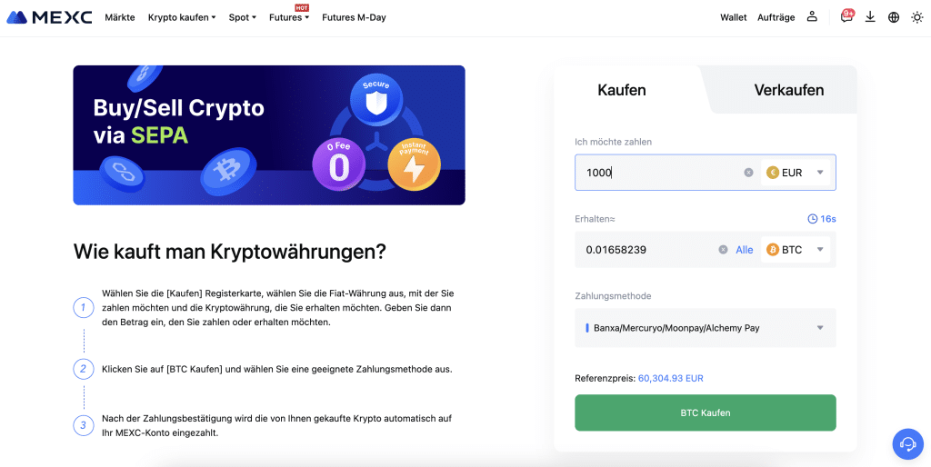 MEXC Bitcoin kaufen