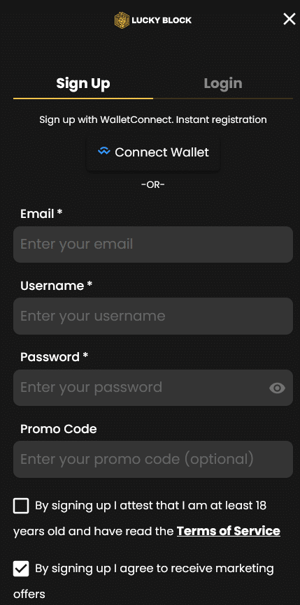 lucky block signup