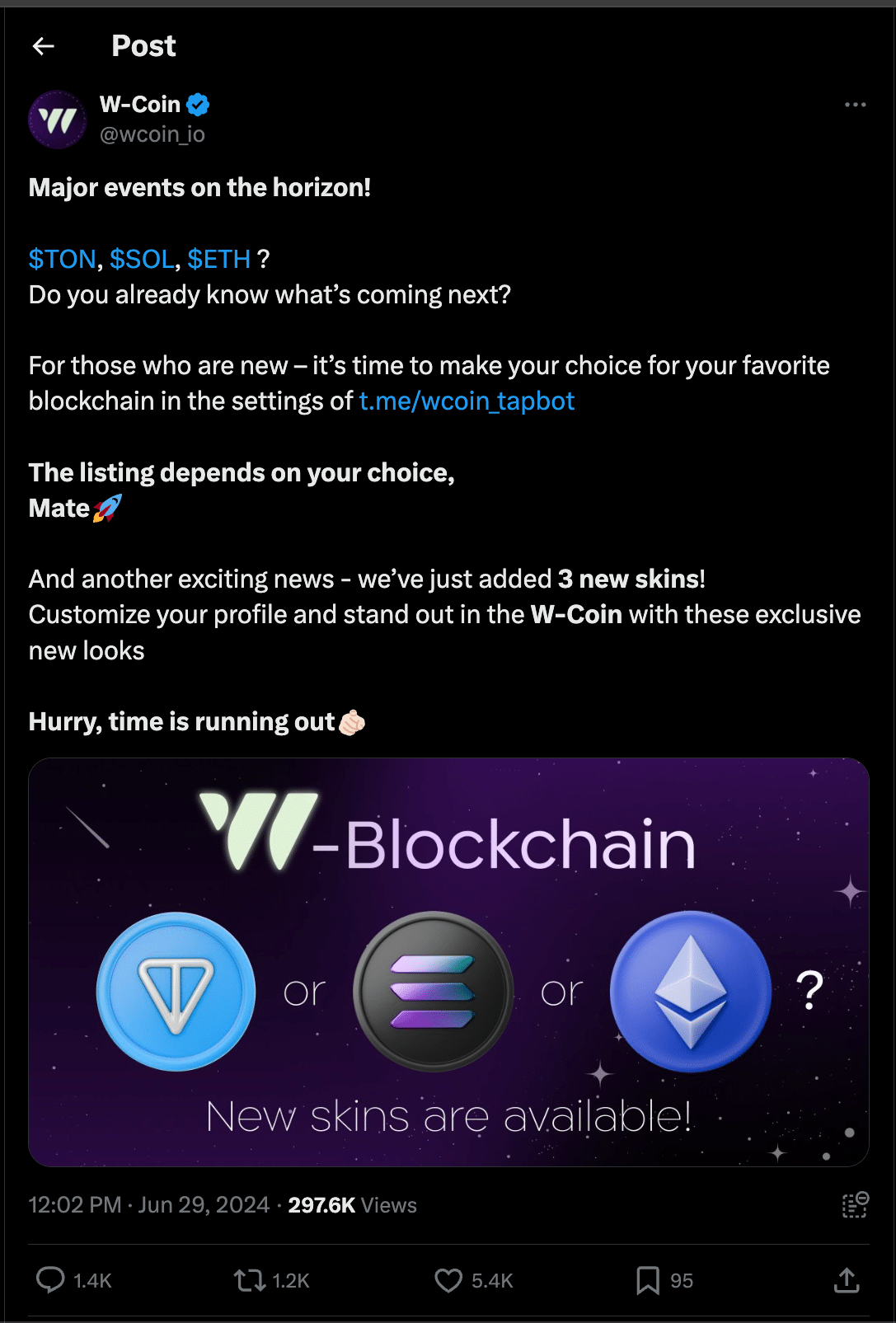 Telegram-based Tap-to-earn games are all the rage right now and the W-Coin community can even vote on which chain the token will launch on.