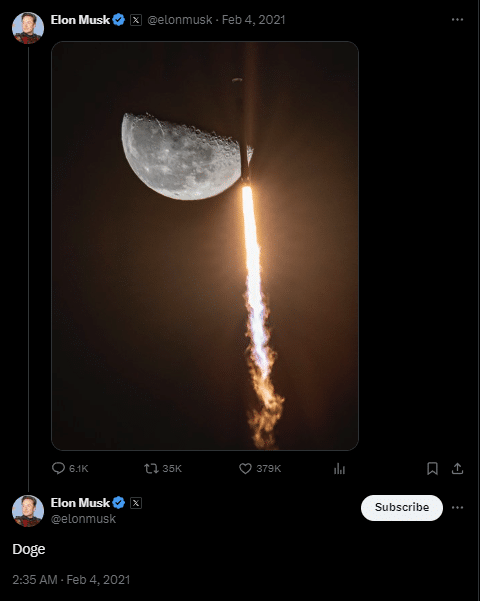 Elon Musk Doge tweet created one of the biggest crypto top trends in 2021.