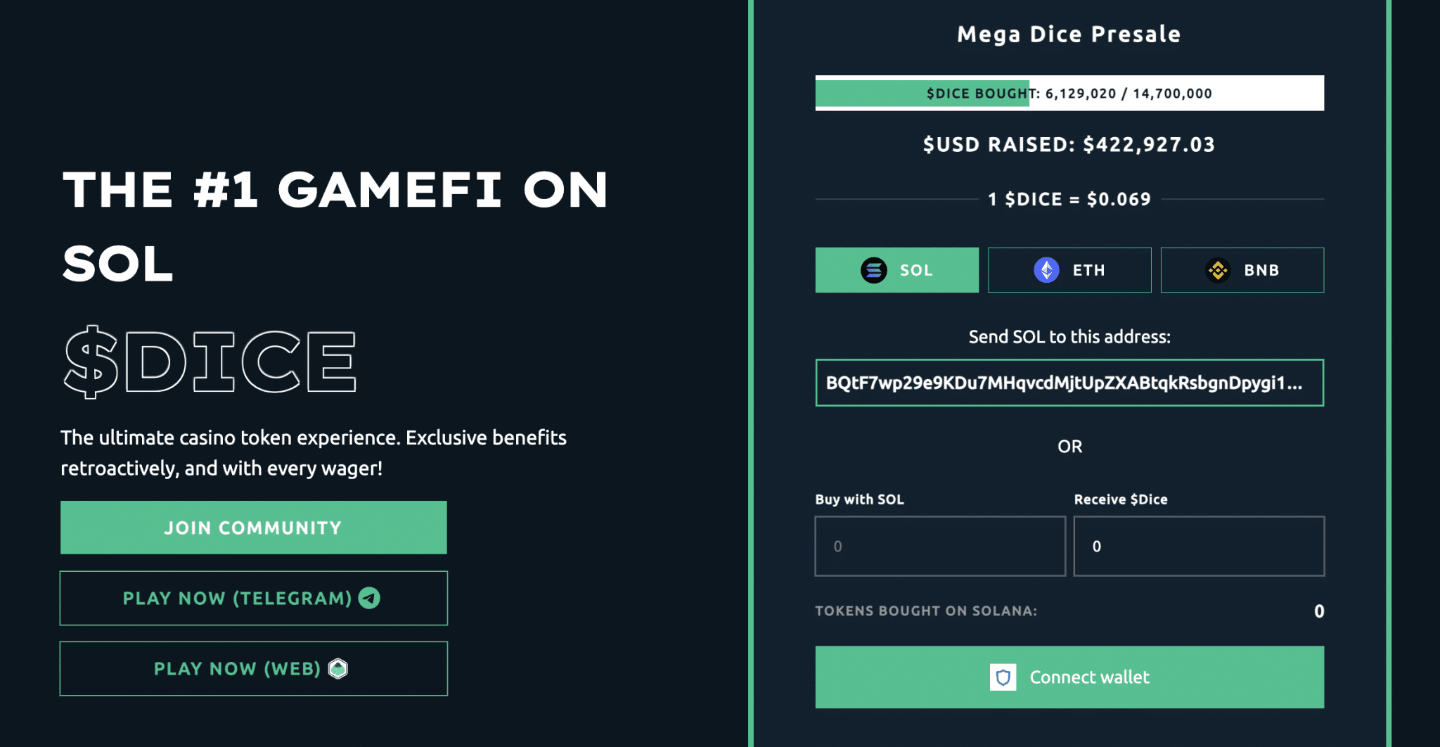 Mega Dice Token presale