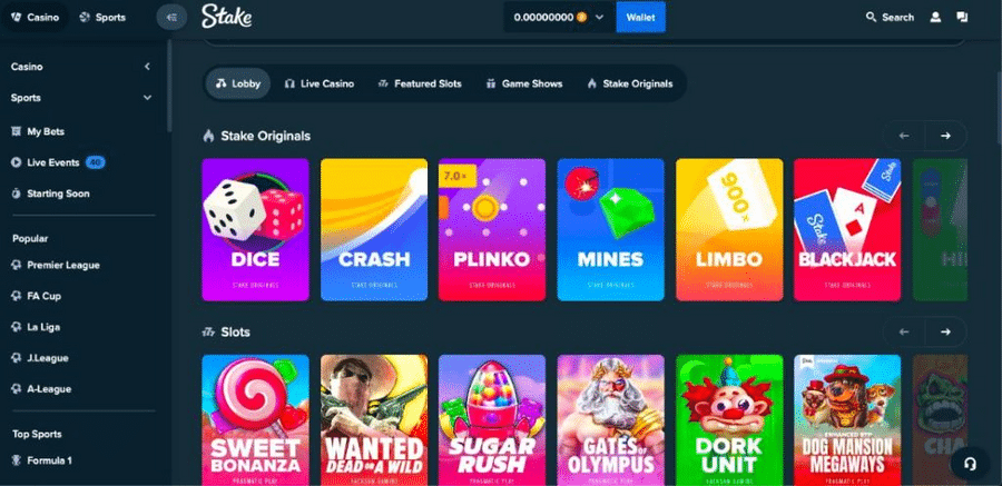 Stake is one of the best-designed crypto casinos with games from Pragmatic Play, sports betting, and a world-class VIP program