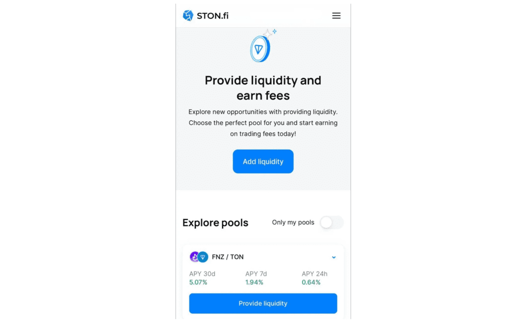 STON.fi Liquidity Pool to Earn ETH