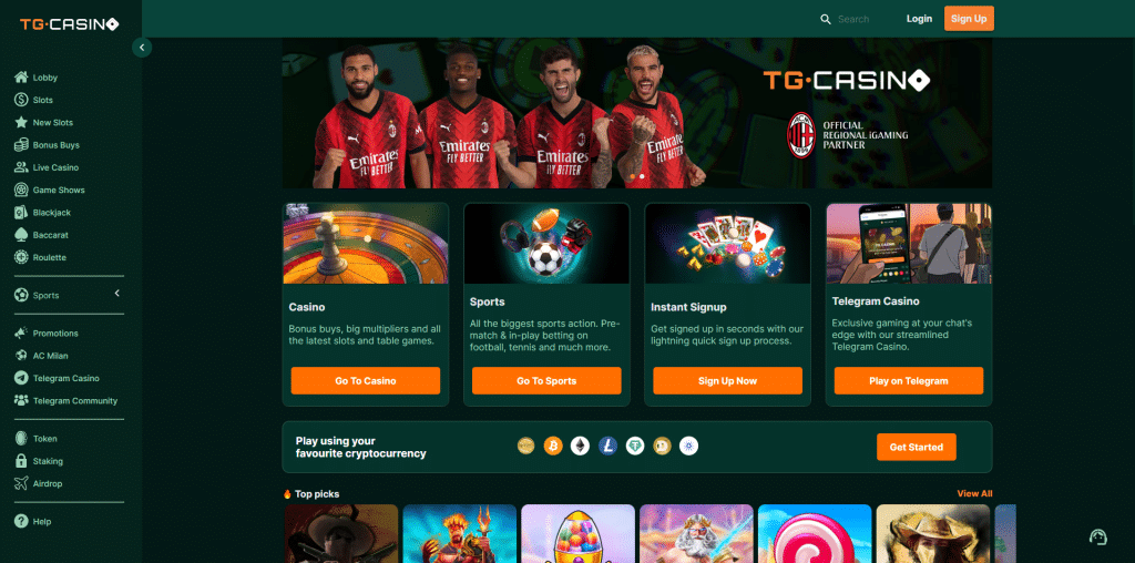 TG Casino Homepage