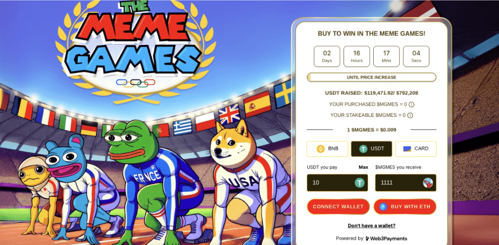 The Meme Games Presale Widget