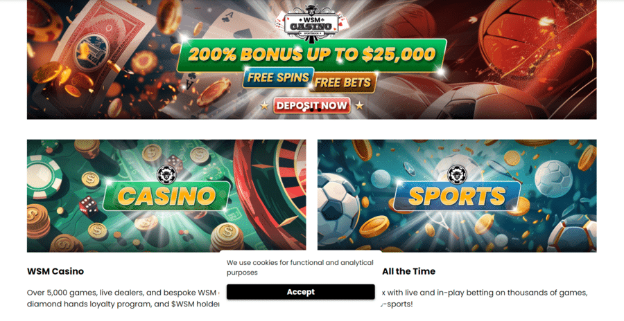 Wall Street Memes Casino offers a 200% sign-up deposit boost up to $25,000, along with separate casino and sportsbook offers