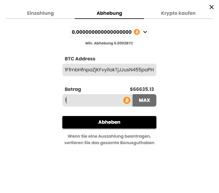 WSM Casino BTC auszahlen