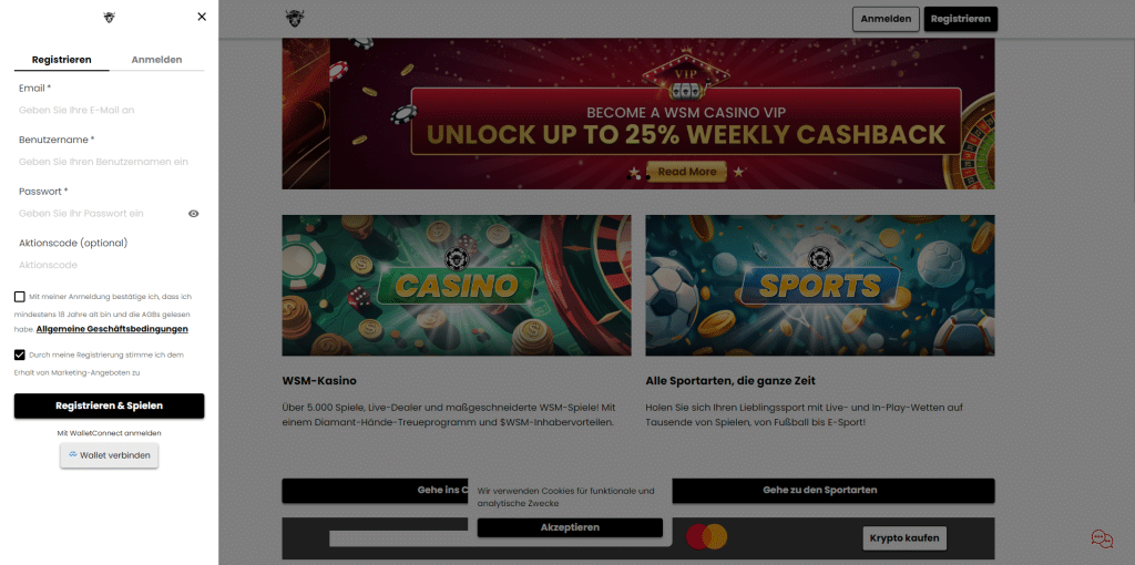 WSM Casino Registrierung